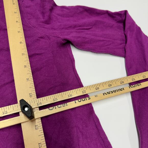 J.Jill Sweater Womens X Small Petite Purple Crew Neck Tunic‎ Top Side Slit - Picture 7 of 7